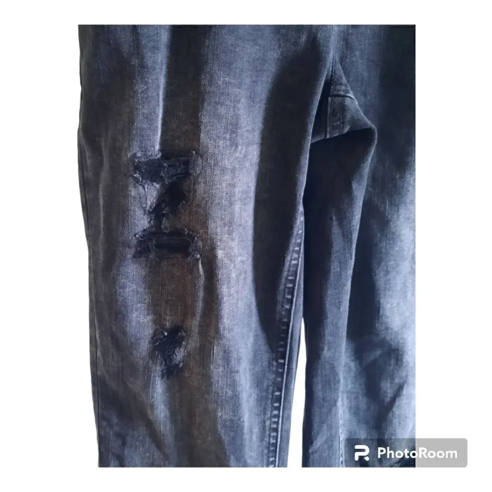 Justice Distressed Acid Wash Raw Hem Bib Overalls Jeans
